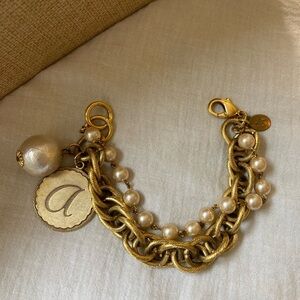 Maximal‎ Art Vintage Initial “a” Faux Pearl Charm Bracelet